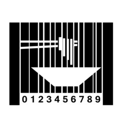 Bol de nouilles sur un code-barres