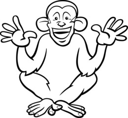 chimpanzee ape cartoon coloring page