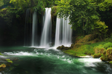 Fototapeta na wymiar Duden waterfall natural park in Antalya, Turkey