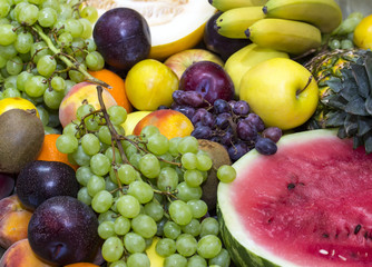 background of fresh fruits bunch berry, banana