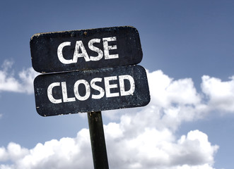 Case Closed sign with clouds and sky background