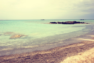 beautiful view of beach at sunset, Crete, Greece