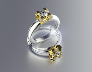 Golden Engagement Ring with  Jewelry gemstone