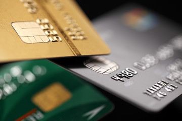 Credit cards close up - obrazy, fototapety, plakaty