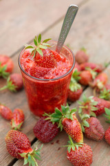 Strawberry smoothie in glass