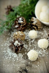 Homemade candies with coconut.