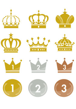 Gold Crown Icons Set   Vector