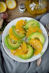Salad with Citrus Fruits, Avocado.
