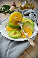 Salad with Citrus Fruits, Avocado.
