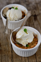 Closeup of two berry cobblers