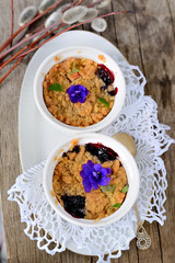 Closeup of two berry cobblers