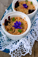 Closeup of two berry cobblers