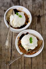 Closeup of two berry cobblers