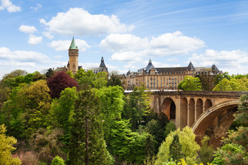 Pont Adolphe and State Saving Bank in  Luxemburg