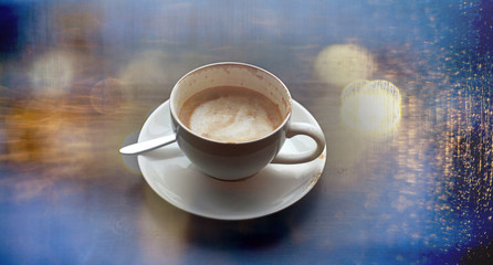 cup of cappuccino, rain fall