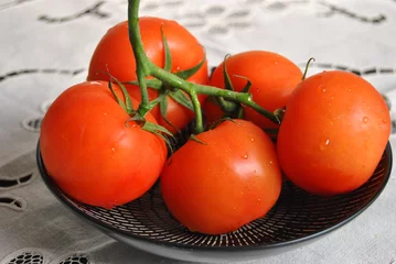 Foto auf Glas frische Tomaten © trinetuzun