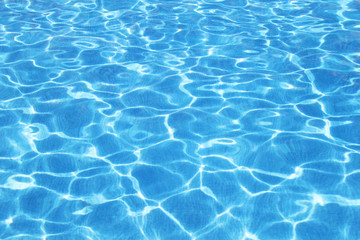 Fototapeta na wymiar Blue pool caustic background - underwater shot