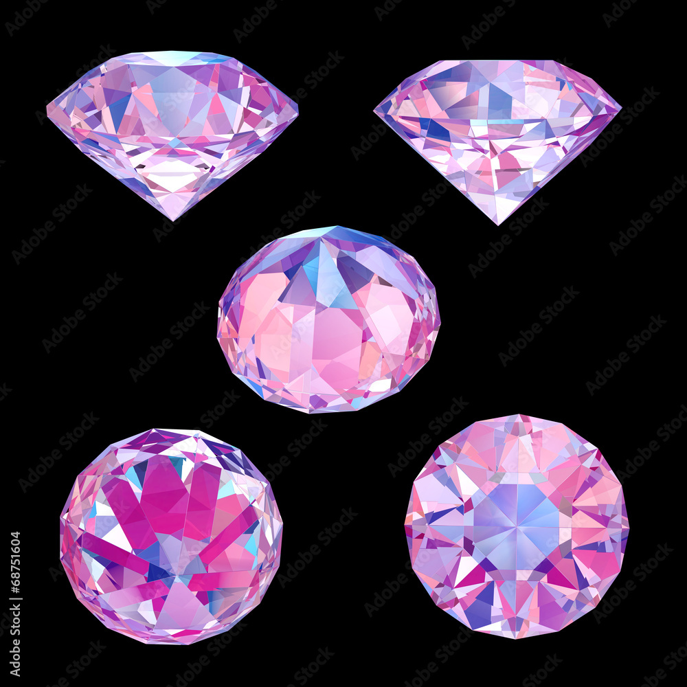 Poster big colorful diamond set isolated with clipping path