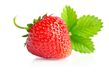 Red sweet strawberry isolated on white background