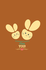 Vector illustration with bunnies and