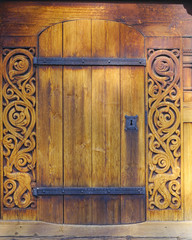 ornate doorway of an old church in norway