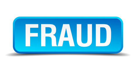 fraud blue 3d realistic square isolated button