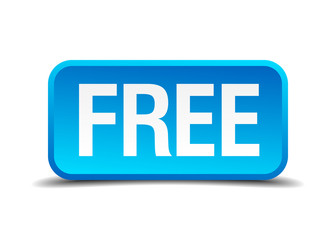 free blue 3d realistic square isolated button
