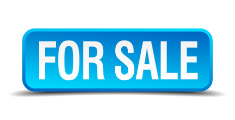 for sale blue 3d realistic square isolated button