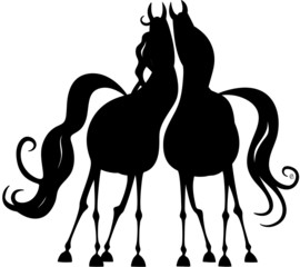 chevaux amoureux silhouette