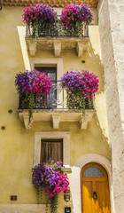 Fototapeta na wymiar Balconi fioriti con campanelle