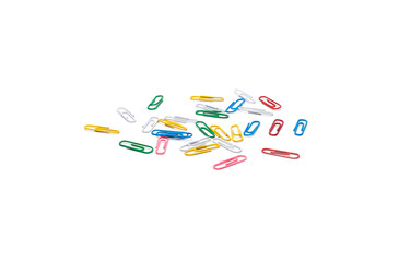 Colored paper clips isolated on the background