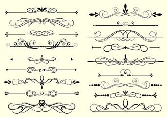 Set of  calligraphic elements for editable and design