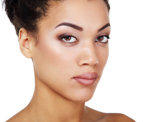 Fototapeta premium Beauty portrait of young fresh fashion woman with beauti