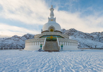 winter Shanti Stupa Leh Ladakh, India