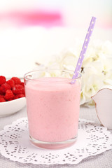 Delicious milkshake on table