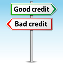 Obraz premium Vector good and bad credit direction concept