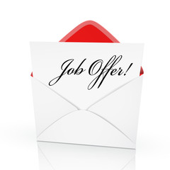 the words job offer on a card