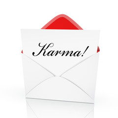 the word karma on a card