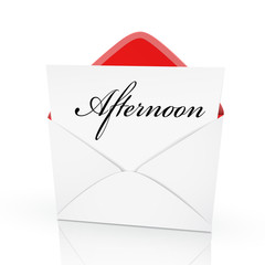 the word afternoon on a card