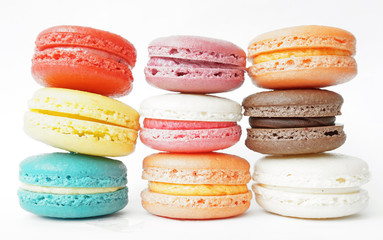 Colorful macaroons collection set of isolate on white