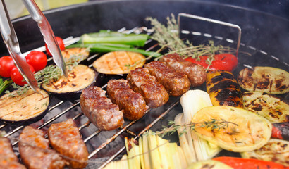 grilled kebab and vegetables