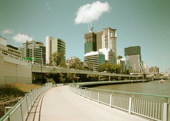 Obraz na płótnie Canvas Brisbane bike route. Cross processed filtered tone.