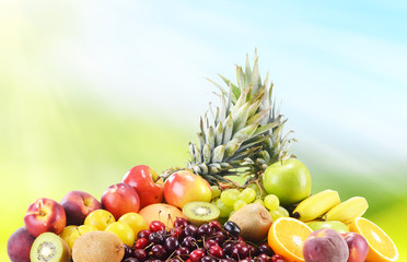 Composition with variety of fresh fruits. Balanced diet