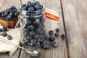 Fresh blueberries on wooden table
