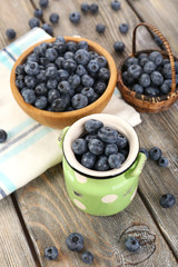 Fresh blueberries on wooden table