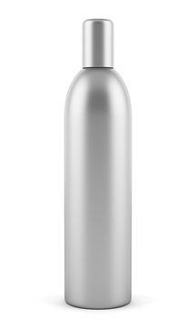 gray blank shampoo bottle isolated on white background