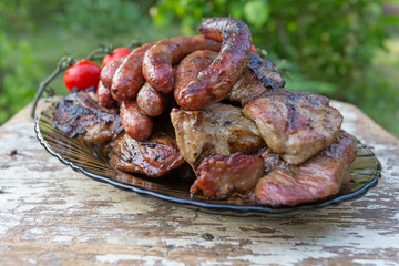 chicken sausages and pork ribs