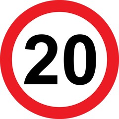 20 speed limitation road sign