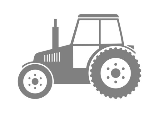 Grey tractor icon on white background