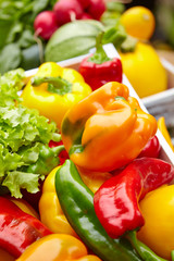 vegetables in a wooden box